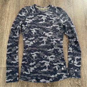 Smartwool 100% Merino Wool Navy Blue Printed Women's Top Size XS